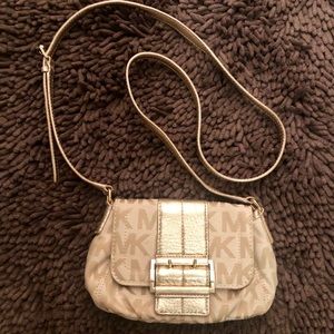 Michael Kors small gold/beige crossbody bag